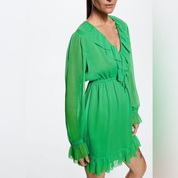 New Mango MNG Textured ruffled dress, women size small, size US 4 - Picture 10 of 11